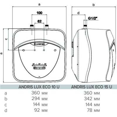 Водонагрівач електричний Ariston Andris Lux Eco 15U PL EU