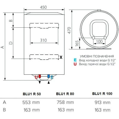 Водонагрівач електричний Ariston BLU1 R 80 V Водонагрівач електричний Ariston BLU1 R 80 V